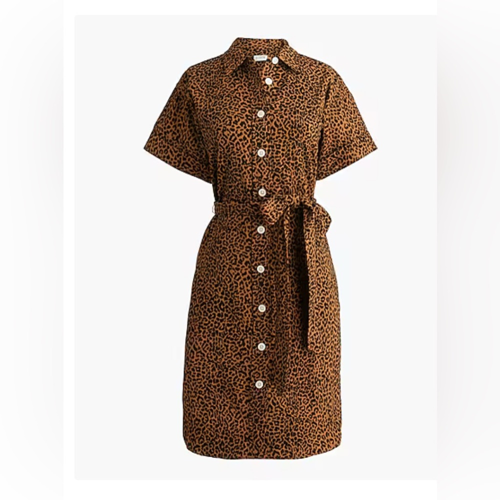 J. Crew Factory Brown Leopard Print Shirt Dress